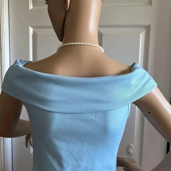 Faux wrap dress,Nwt,off shoulder,cowl,bow, fitted dress, feminine,romantic - Picture 8 of 13